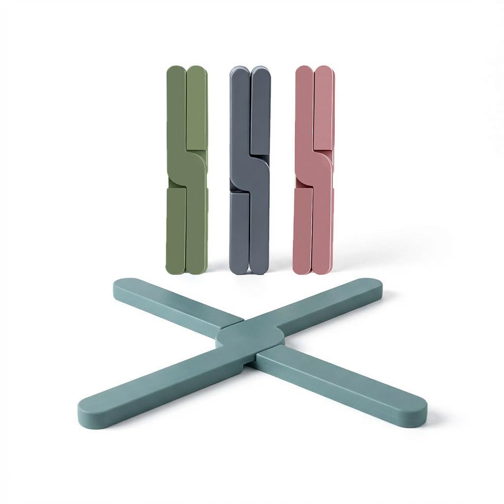 LUCTHY 4-Pack Silicone Folding Trivets, Heat Resistant Mats for Hot Pans