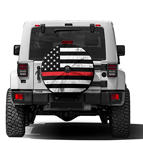 Image of Delerain Spare Tire Cover with Backup Camera Hole Black White American Flag Wheel Covers Waterproof Dust-Proof UV Sun Universal Fit for RV Trailer RV SUV Truck (18 Inch for Diameter 32 inch-34 inch)