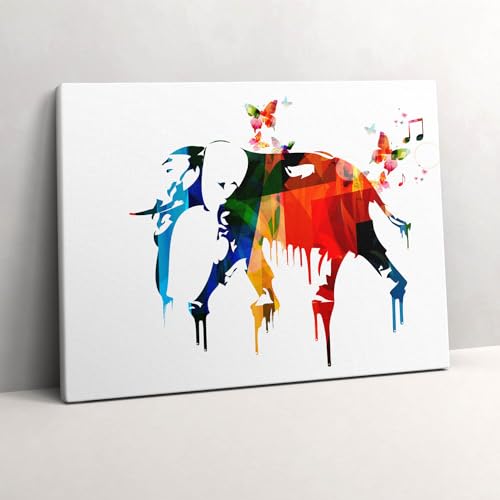 Image sur toile éléphant coloré 80x60cm au rendu artistique premium