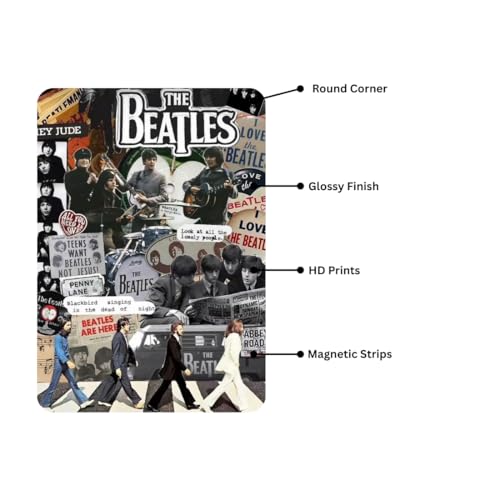 Image of Zesta Bathroom Decor Items Washroom Decor Tin Sign | Aesthetic Posters Wall Poster for Bedroom | Magnetic Cafe Decoration Items / Restaurant Decorations Items | Quirky Home Decor Bar Accent (Beatles (5))