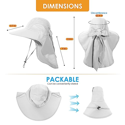 Chapéu de sol feminino, proteção UV, dobrável, impermeável, aba larga, com aba no pescoço, para verã