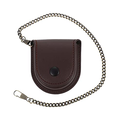 LUOZZY Pocket Watch Leather Case Leather Watch Pouch Pocket Protector Holder Retro Waist Bag Belt Timepiece Pouch Accessories, Brown - 3.14 * 2.75inch