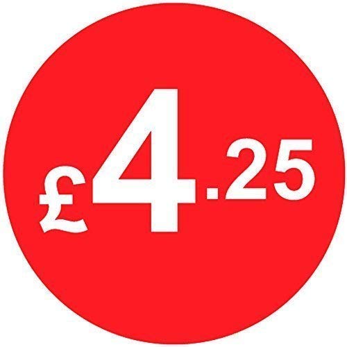 Pack of 500-20mm Price Stickers/Labels - Choose from 10p to £95 - Bright Red - Many Prices to Choose from (£4.25 - Red)