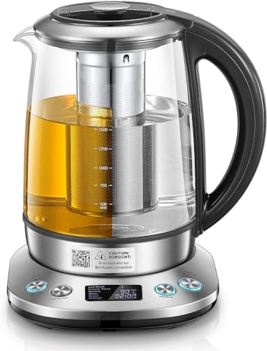 FOHERE 1.7L Smart Glass Tea Kettle