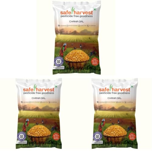 Image of Safe Harvest Unpolished Chana Dal | Pesticide-Free | High-Protein Bengal Gram | Gluten-Free | Sourced from Women Farmers | Tested for 231 Pesticides | 1 kg (Pack of 3)