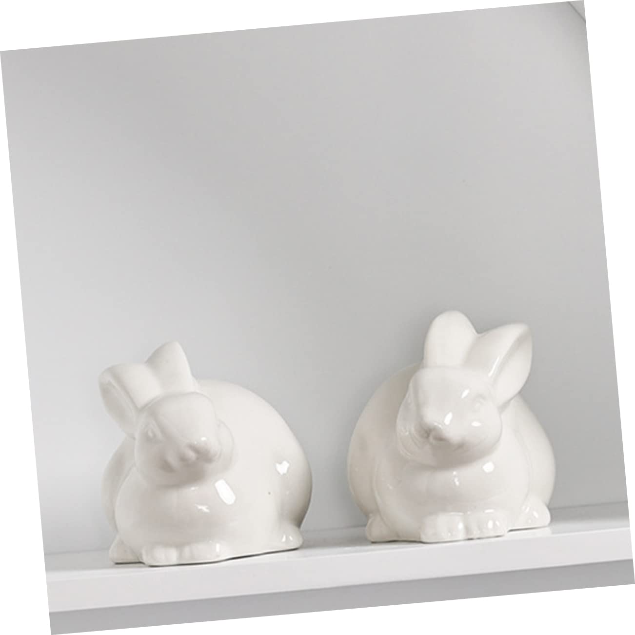 YARNOW Coniglio in Porcellana Bianco per Decorazione Casa e Festa, Statuetta Decorativa Realistica e Delicata per Giardino e Tavoli