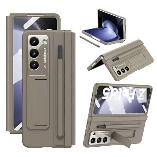 Étui pour Samsung Galaxy Z Fold 7 marron housse cuir à rabat rigide antichoc