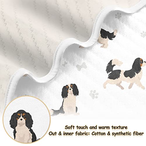 Image of Swaddle Blanket Cavalier King Charles Spaniel Cotton for Infants, Receiving Lightweight Soft Swaddling for Crib, Stroller, Nursery, Puppy, 30x40 in
