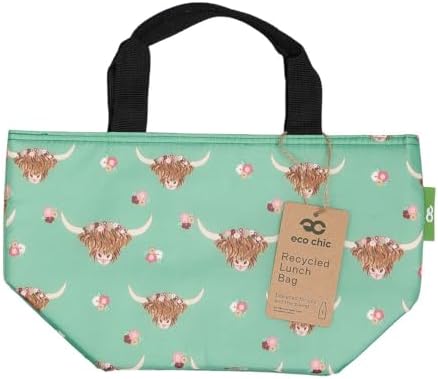 ECO CHIC Lightweight Foldable Insulated Lunch Bag Water Resistant Cooler Bag (Wild Birds Green)