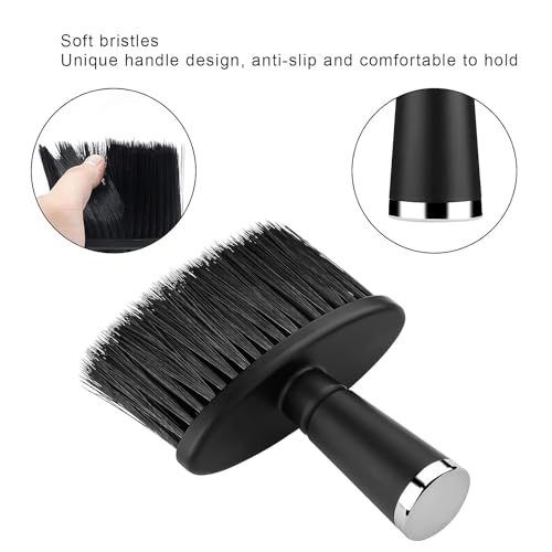 Black Neck Duster Brush, Neck Brush with Handle, Hair Cutting Brush, Neck Duster Soft Brush for Hair Cutting, Salon Stylist, Barber Hair Stylist, for Normal, Unisex, Adults Hairbrushes Styling Tools