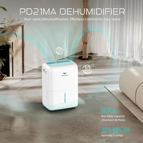 3500 Sq. Ft Dehumidifier for Home & Basement with Drain Hose, Max 52 Pint Dehumidification with Larger 1.59 Gallon Water Tank, Smart Efficient Humidity Control - Image 2