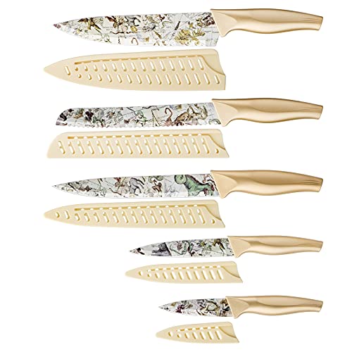 Knife Set, Karcu 5-piece Kitchen Knife Set Nonstick Coated with 5 Knife Sheath Covers Knife Set, Karcu 5-piece Kitchen Knife Set Nonstick Coated with 5 Knife Sheath Covers