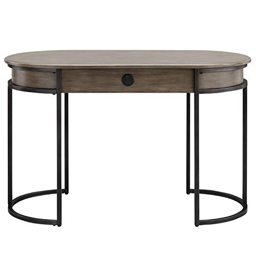 Leick Home 84405 Home Office Modern Computer Desk With Dropfront Keyboard Drawer, Furniture, Smoke Gray-Wash/Gunmetal Gray #TOP3