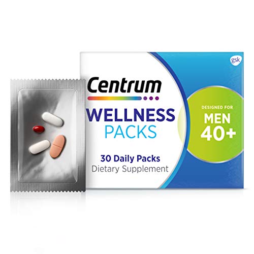 Centrum Wellness Packs Daily Vitamin C 1000mg, Lutein 25mg and MSM 1000mg with a Complete Multivitamin for Men in Their 40s, 1 Month Supply, 30 Count