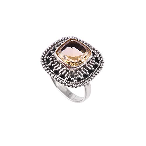 Bague en citrine naturelle et argent 925 fait main au design turc