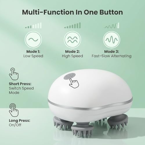 Image of Signamio Electric Head Massager for Scalp with 360-Degree Rotating Heads, 96 Silicon Kneading Points for Scalp Massage, 3 Modes for Relaxation, Portable Head Massager for Home and Travel