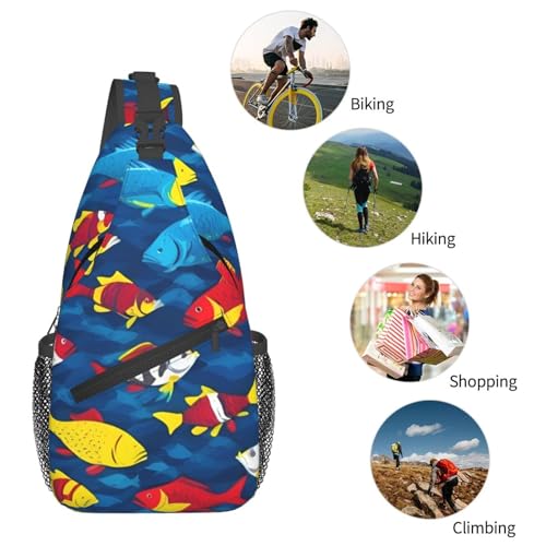 Mochila bandolera estampado tiburón unisex para viajes miniatura 6