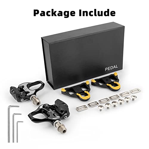 ROCKBROS Road Bike Pedals Alloy Clipless Bicycle Pedals with Cleats Set Compatible with SPD-SL System