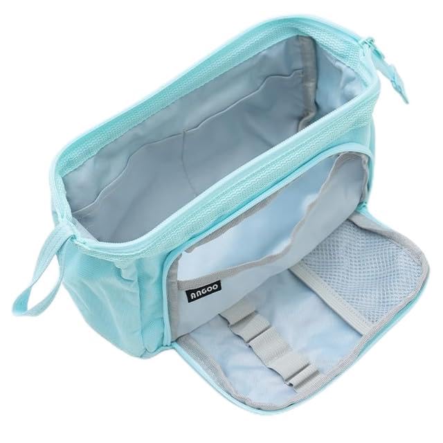 Storite Canvas Pencil Case, Handheld Pen Pouch, Pencil Case for Kids, Large Capacity Pencil Pouch with Zipper, Portable Stationery Storage Pouch for School - Light Blue
