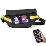 WLDOCA Programmierbare RGB LED-Umhängetasche - APP-gesteuertes Smart-Pixel-Display für individuellen Text & Animation wasserdichte leuchtende Tasche für Reisen Radfahren Festivals,A