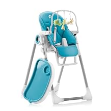 Baby High Chair Adjustable to 7 Different Heights - Foldable High Chairs for Babies and Toddlers - Silla para Comer de Bebe - Blue