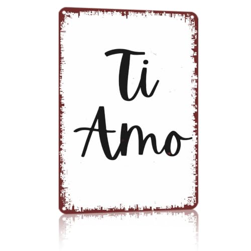Vintage Metal Sign Ti Amo Quote Wall Decor 8x12 Inch