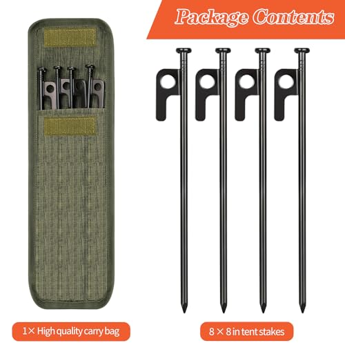 8/16/32 Pack of 8-Inch Heavy-Duty Forged Steel Tent Stakes with Storage Bag for Camping Adventures - Image 6
