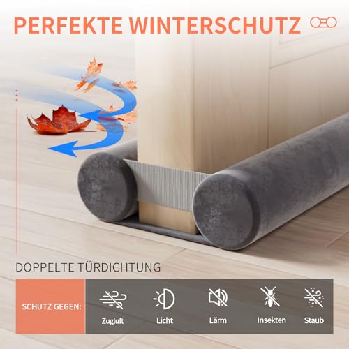 BKSAI Zugluftstopper für Türen 60-100CM Türdichtung Unten Ohne Kleben Rückstandlos Tür Luftzugstopper - Energiesparend -Schalldichte Windstopper für Haustüren Dichtung Windschutz