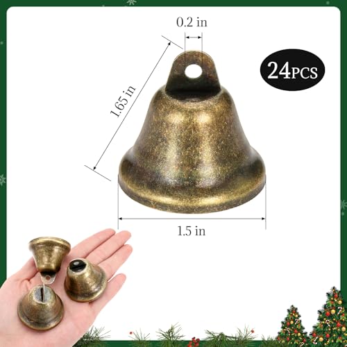 image for LIGHOON Craft Bells, 24 PCS Bronze Jingle Bells Vintage Bells (1.7
