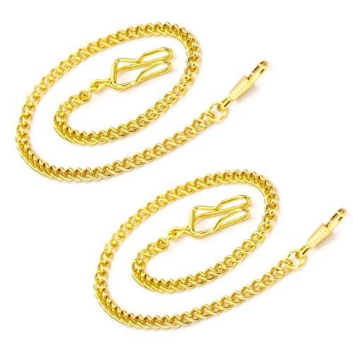 BOSHIYA 2 Pack Clip Pocket Watch Chain Gold/Silver Vintage Metal