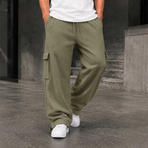 Elastic Waist Pants For Men Elderly Y2K Baggy Wide Leg Casual Track Pants - image 3