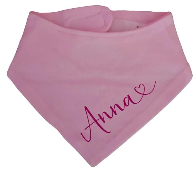 Halstuch Baby Kinder mit Namen in Herzschrift bestickt Sabbertuch Latz Dreieckstuch Geschenk Geburt Geburtstag Taufe Junge Mädchen unisex (rosa)