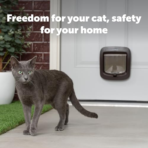 PetSafe Microchip Cat Door - Exterior or Interior Cat Flap - Multi-User RFID Access for up to 40 Pets - 4-Way Locking, Weatherproof, DIY Easy Install - Brown - Image 2