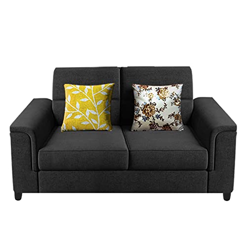 Image of Casaliving Nancy 2 Seater Sofa Set for Living Room | Color - Black Sofa Set