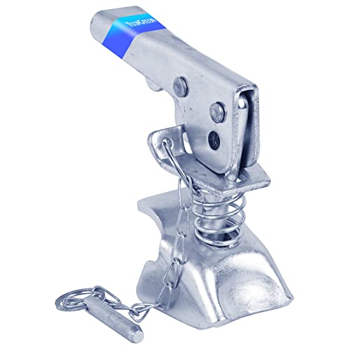 Adjustable Trailer Coupler Latch with Safety Chain - 2 Inch 3500 lbs Capacity Heavy-Duty Locking Kit for Boat, Camper, and Utility Trailers - Zinc-Plated Steel
