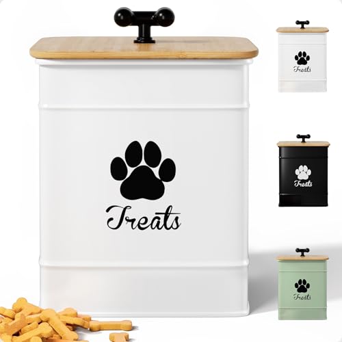 Iron Dog Treat Jar with Bamboo Lid