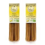 Morelli Lemon Pepper Linguine Pasta with Wheat Germ - Linguine Organic Pasta - Naturally Flavored Pa
