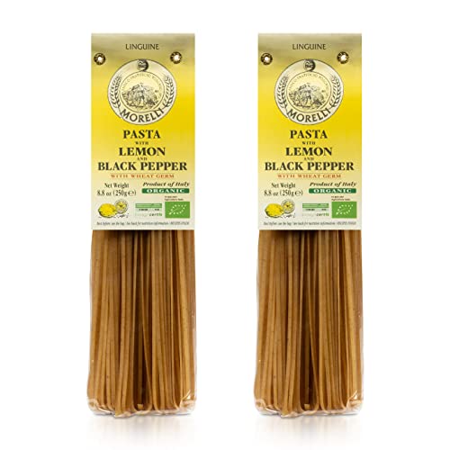 Morelli Lemon Pepper Linguine Pasta With Wheat Germ - Linguine Organic Pasta - Naturally Flavored Pasta Made In Italy - Imported Italian Pasta From Italy - 8.8 Ounce (Pack Of 2) #TOP26