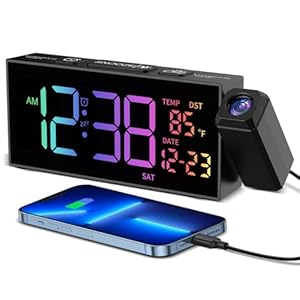 Netzu 6210PB RGB Projektionswecker mit USB-Ladefunktion