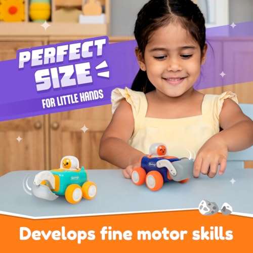 Image of Bloomingo Astro Diggers Cosmosis | 2 Space Construction Vehicles | Press & Go Action, Moving Toys | Ages 3+ | Space Themed Toys | Collect All 4 Space Rovers