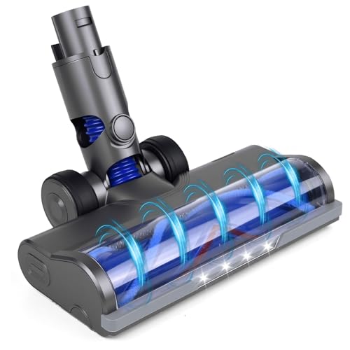 LustLocke Cabezal de Repuesto para Aspiradora Inalámbrica – Compatible con Dyson V6, DC58, DC59, DC61, DC62 | Cepillo Turbo en Forma de V con 4 Luces LED para Suelos Duros y Alfombras