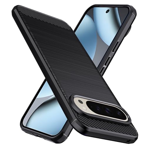 Natbok Designed for Google Pixel 10/10 Pro Case,Flexible TPU [Brushed Texture] [Anti-Slip] Shockproof Military Protection Bumper Phone Case,Slim Case Cover for Pixel 10/10 Pro,Black