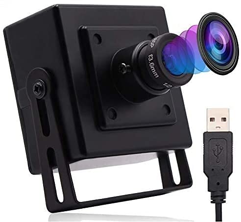 ELP 5.0 Megapixel Mini Hd Webcam with USB Port Camera Usb Camera Module for Security Systems Camera with Aluminum Black Housing