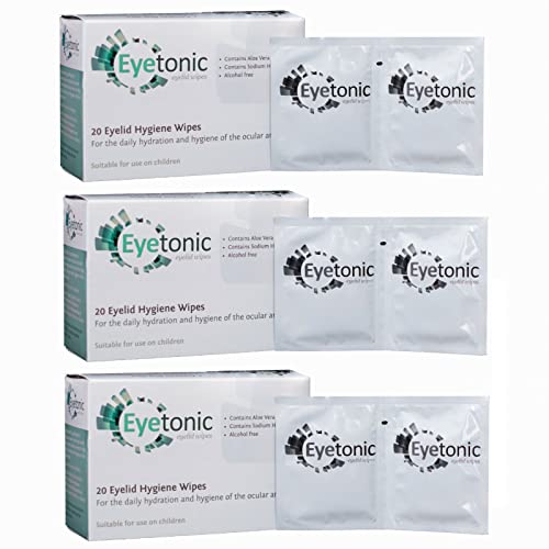 3 x Boxes Eyetonic Eyelid Wipes with Aloe Vera 20 Wipes per Box (60)