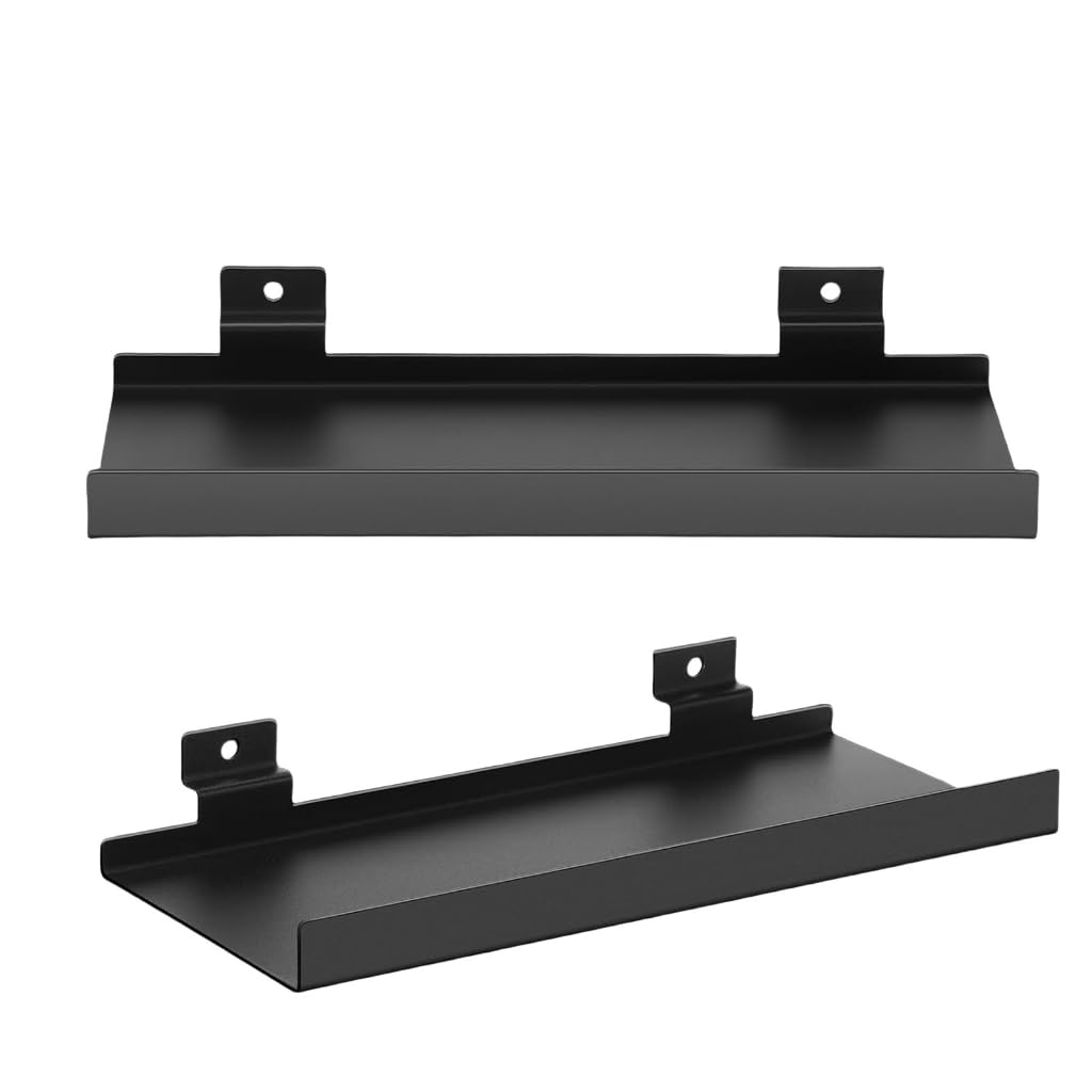Vdaxvme Sturdy Black Metal Slatwall Shelves Practical Wall Mounted Holder Storage Rack Shelves For Shoes And Accessories