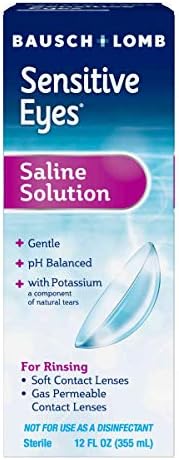 Sensitive Eyes Contact Lens Solution by Bausch & Lomb Saline Solution for Sensitive Eyes, Soft Contact & Gas Permeable Lenses, 12 Fl Oz