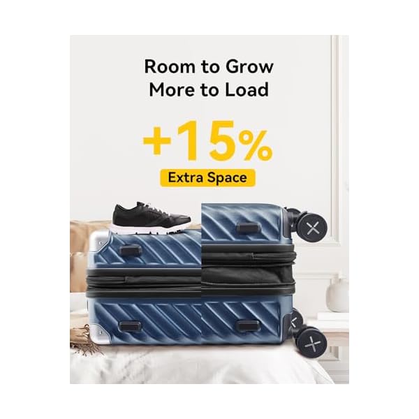 Luggex 3 Piece Luggage Sets With Spinner Wheels 100 Polycarbonate Expandable Hard Suitcases With Wheels Travel Luggage Tsa Approve Black 202428