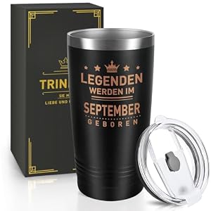 Miofula Geburtstagsgeschenk für Männer, 20oz Travel Mug Lustig Geschenke für Ihn, Freund, Ehemann, Papa, Sohn, 600ml Edelstahl Thermobecher, Kaffeebecher-Legenden Werden im September Geboren