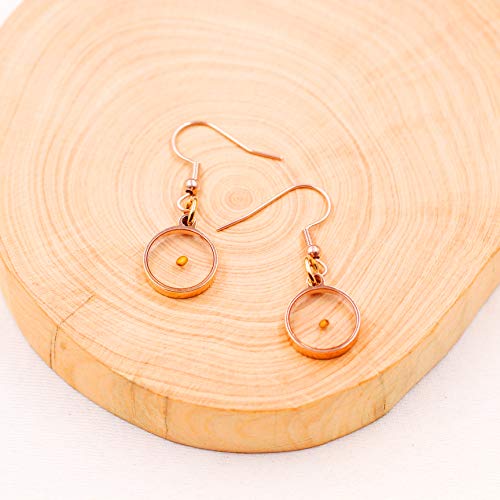 Rose Gold Plated Real Mustard Seed Round Earrings Stainless Steel Fish Hook Dangle Earrings For Women Girl Y582 (Round) #TOP5