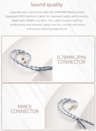Image of MMCX 2.5mm Balanced Cable - 5N OCC Copper Silver for JVC FX850 /FX1200, Hi-Res Audio, Tangle-Free